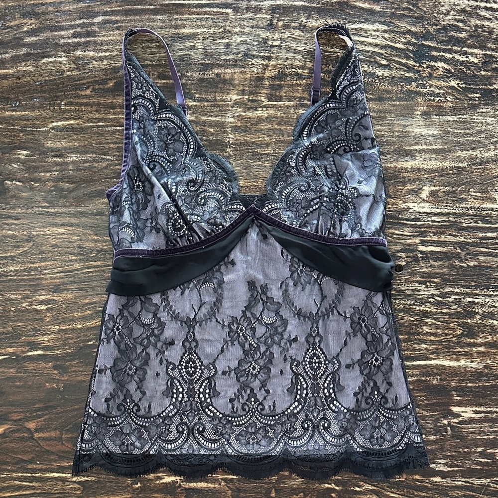 Victoria's Secret Black and Purple Lace Camisole